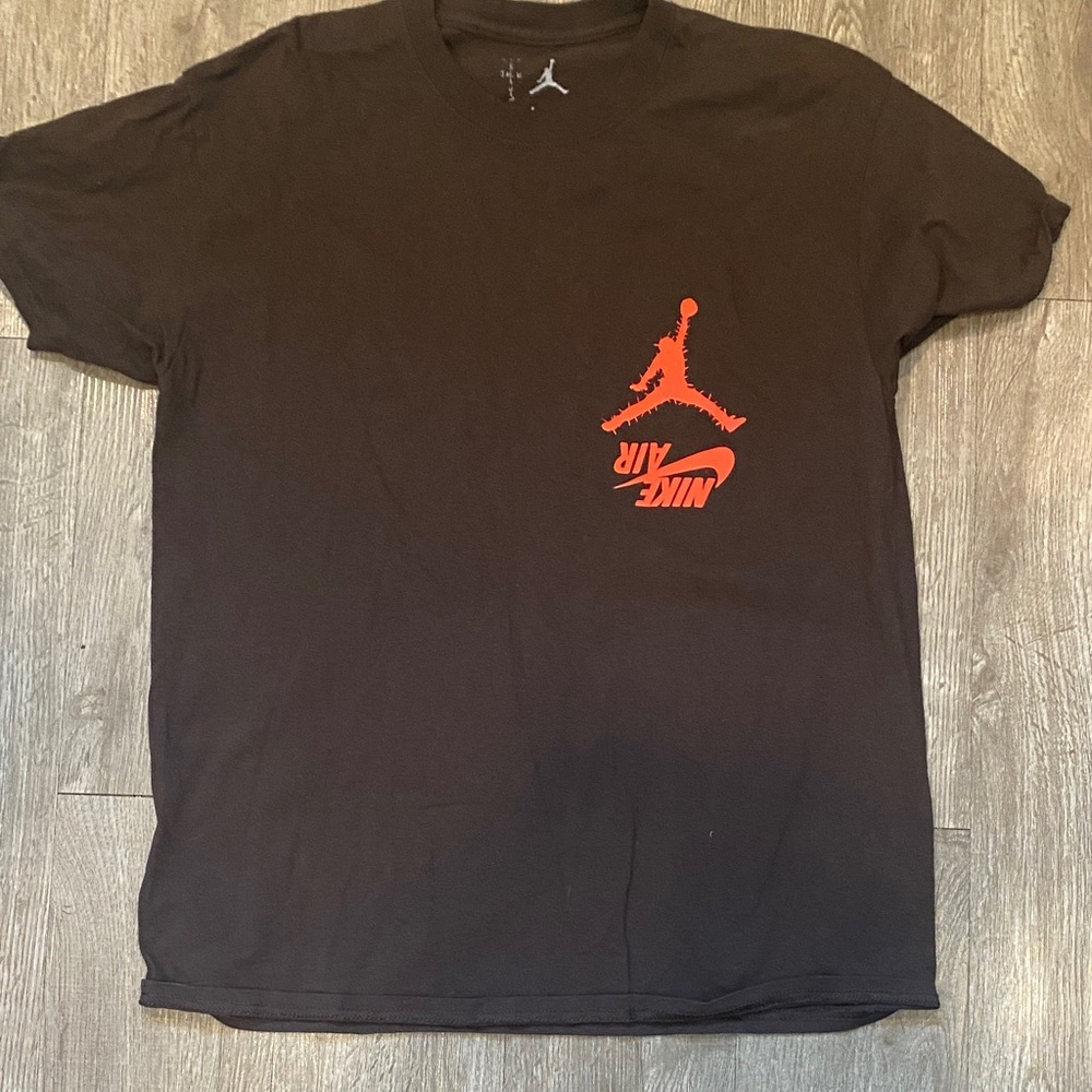 Jordan Travis Scott Cactus Jack Brown Tee with Orange Logo